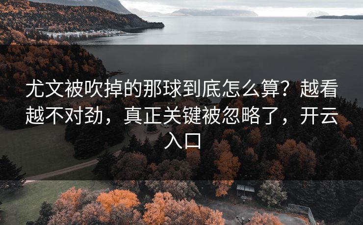 尤文被吹掉的那球到底怎么算？越看越不对劲，真正关键被忽略了，开云入口