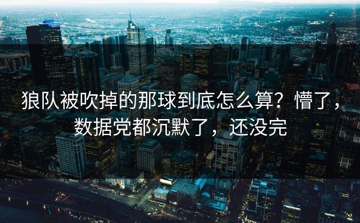 狼队被吹掉的那球到底怎么算？懵了，数据党都沉默了，还没完