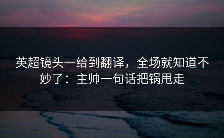 英超镜头一给到翻译，全场就知道不妙了：主帅一句话把锅甩走