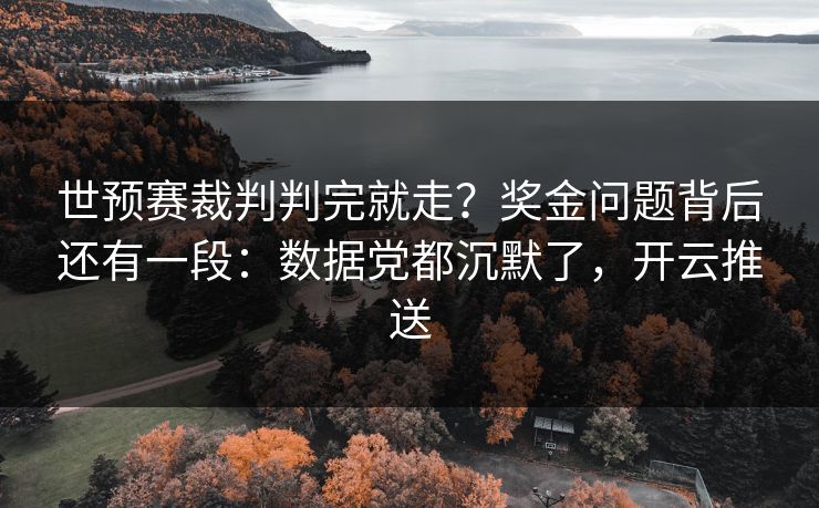 世预赛裁判判完就走?奖金问题背后还有一段:数据党都沉默了,开云推送 世预赛裁判判完就走?奖金问题背后还有一段:数据党都沉默了,开云推送